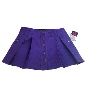 Married to the Mob Purple Pleated Mini Skirt NWT Size M Y2K Streetwear Button